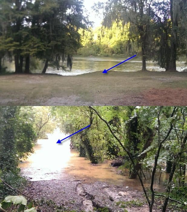The before and after photo of the flood that made them replan their outdoor wedding
