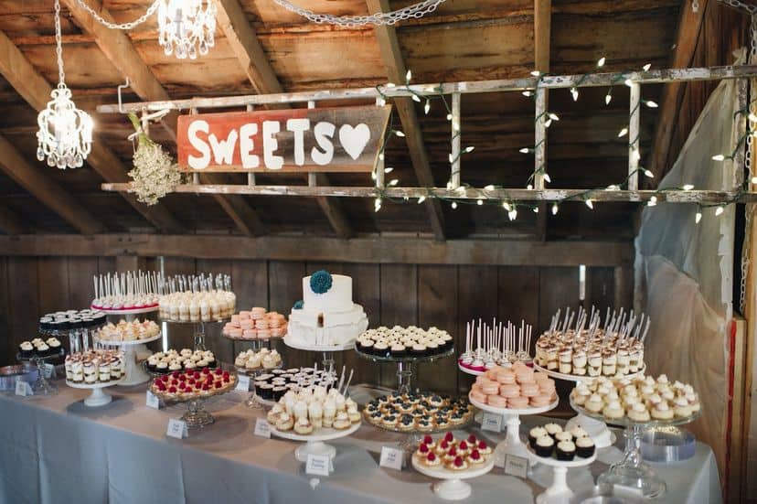 Dessert buffet at a wedding reception