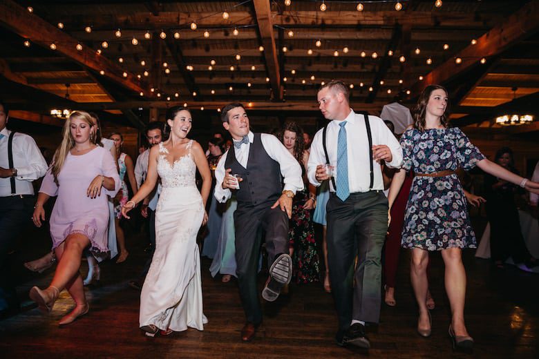 Meredith Massey and Colton Beall
 wedding reception dancing with friends wedtexts day-of wedding coordinator 