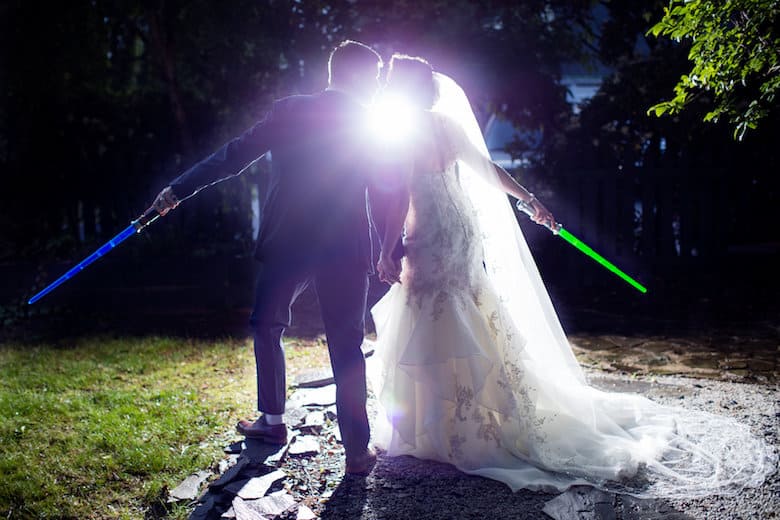 Roper wedding theme classy nerd light sabers