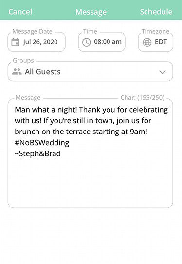 “Man what a night! Thank you for celebrating with us! If you’re still in town, join us for brunch on the terrace starting at 9am!”