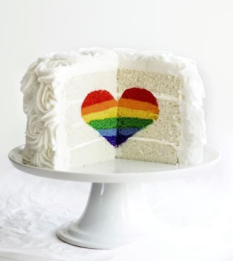 show pride rainbow surprise cake